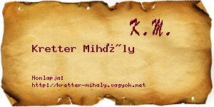 Kretter Mihály névjegykártya